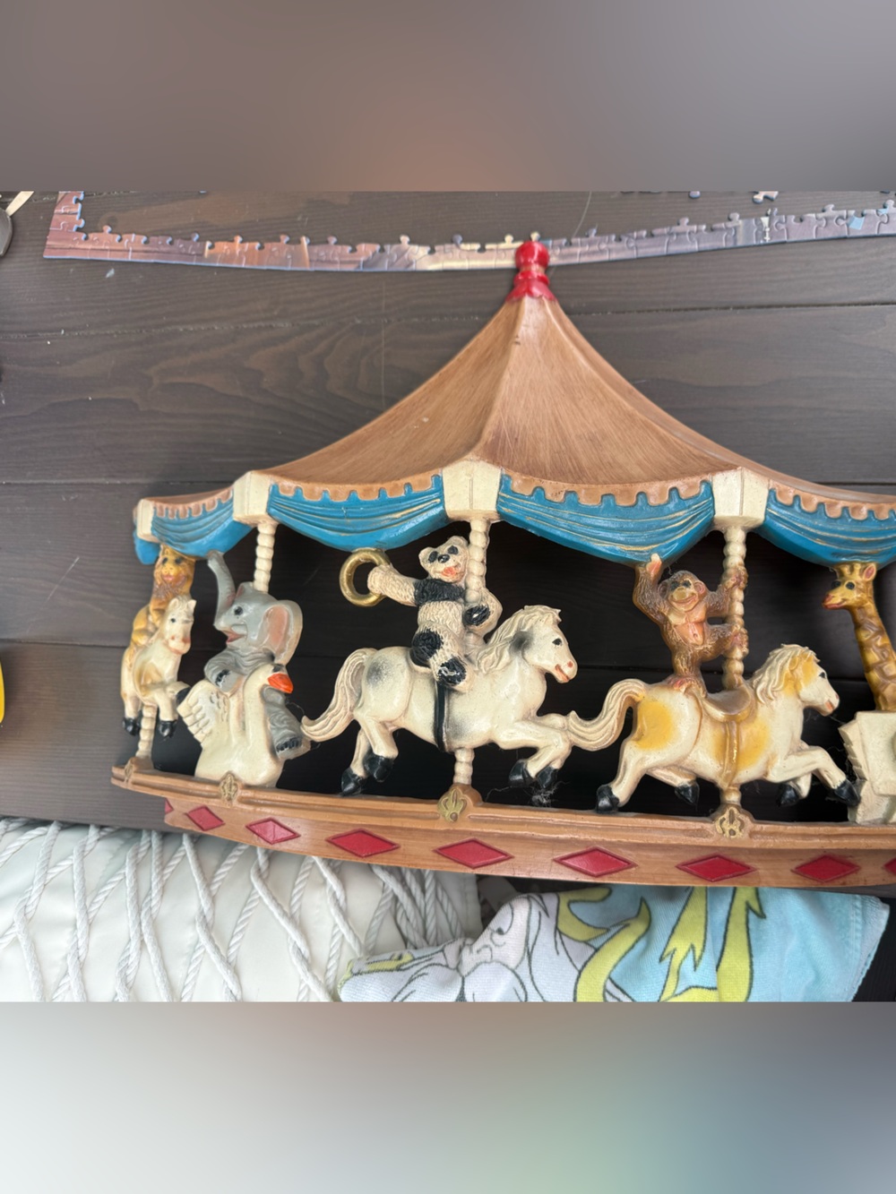 Vintage Carousel Animal Wall Decor - Blue, Cream, Brown homco park